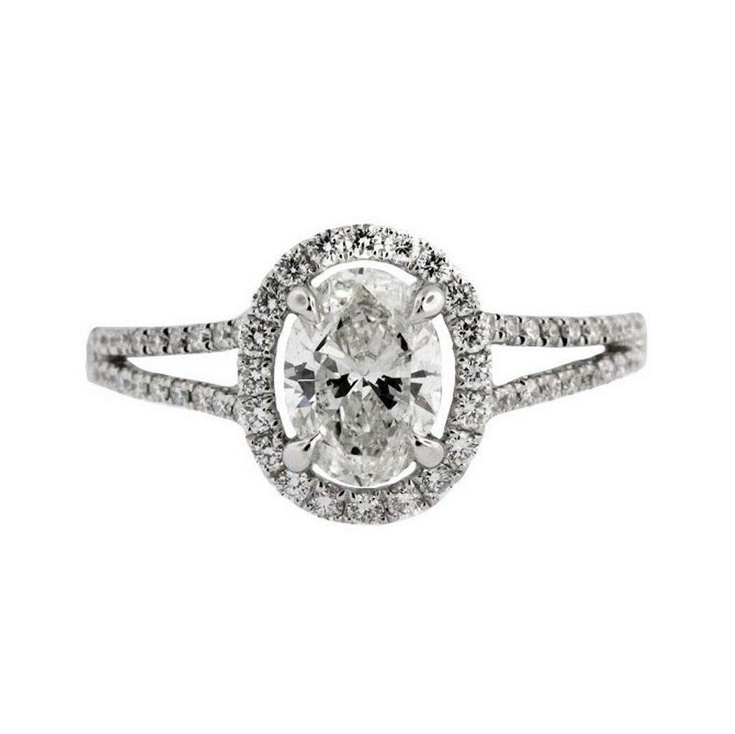 Oval Diamond Halo Split Engagement Ring